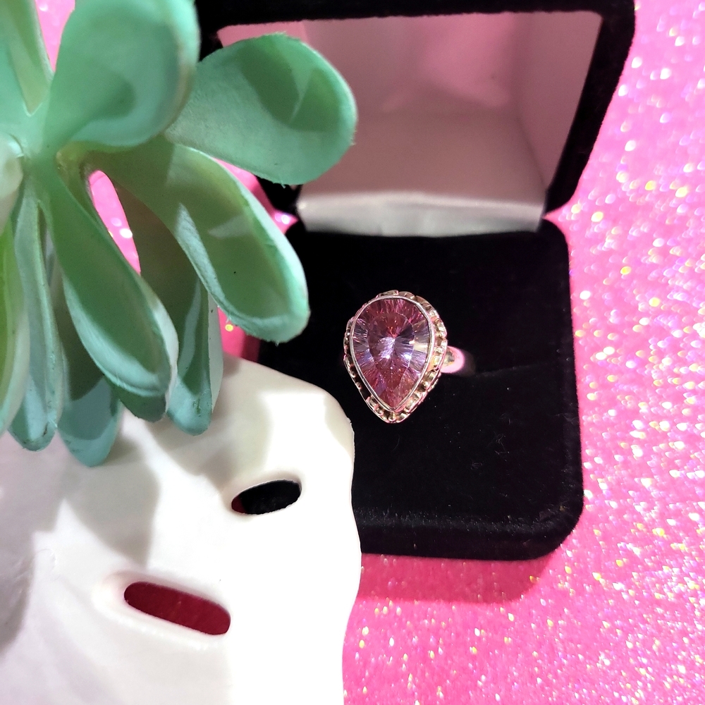 Sterling silver purple teardrop ring